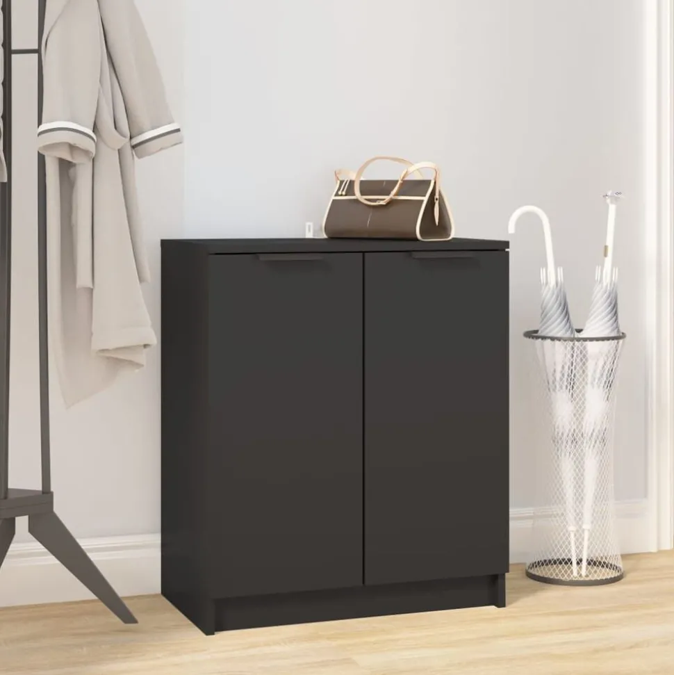 vidaXL Schoenenkast 59x35x70 cm bewerkt hout zwart
