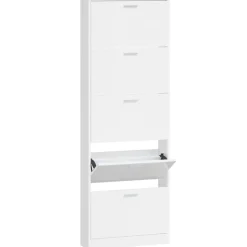 vidaXL Schoenenkast 59x17x169 cm bewerkt hout hoogglans wit
