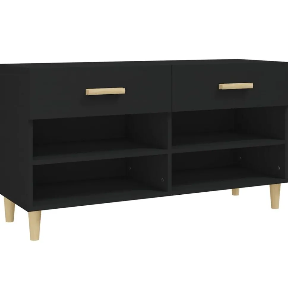vidaXL Schoenenkast 102x35x55 cm bewerkt hout zwart