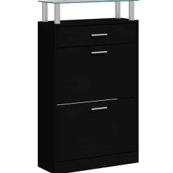 vidaXL Schoenenkast 63x24x104 cm bewerkt hout zwart