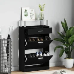 vidaXL Schoenenkast 63x24x104 cm bewerkt hout zwart