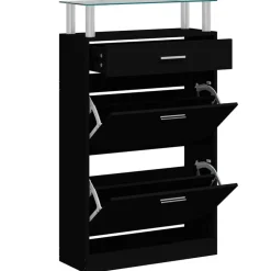 vidaXL Schoenenkast 63x24x104 cm bewerkt hout zwart