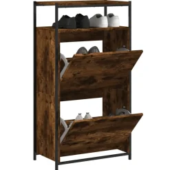vidaXL Schoenenkast 60x34x112 cm bewerkt hout gerookt eikenkleurig