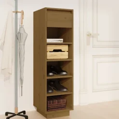 vidaXL Schoenenkast 30x34x105 cm massief grenenhout honingbruin