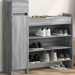 vidaXL Schoenenkast 100,5x28x100 cm bewerkt hout grijs sonoma eiken
