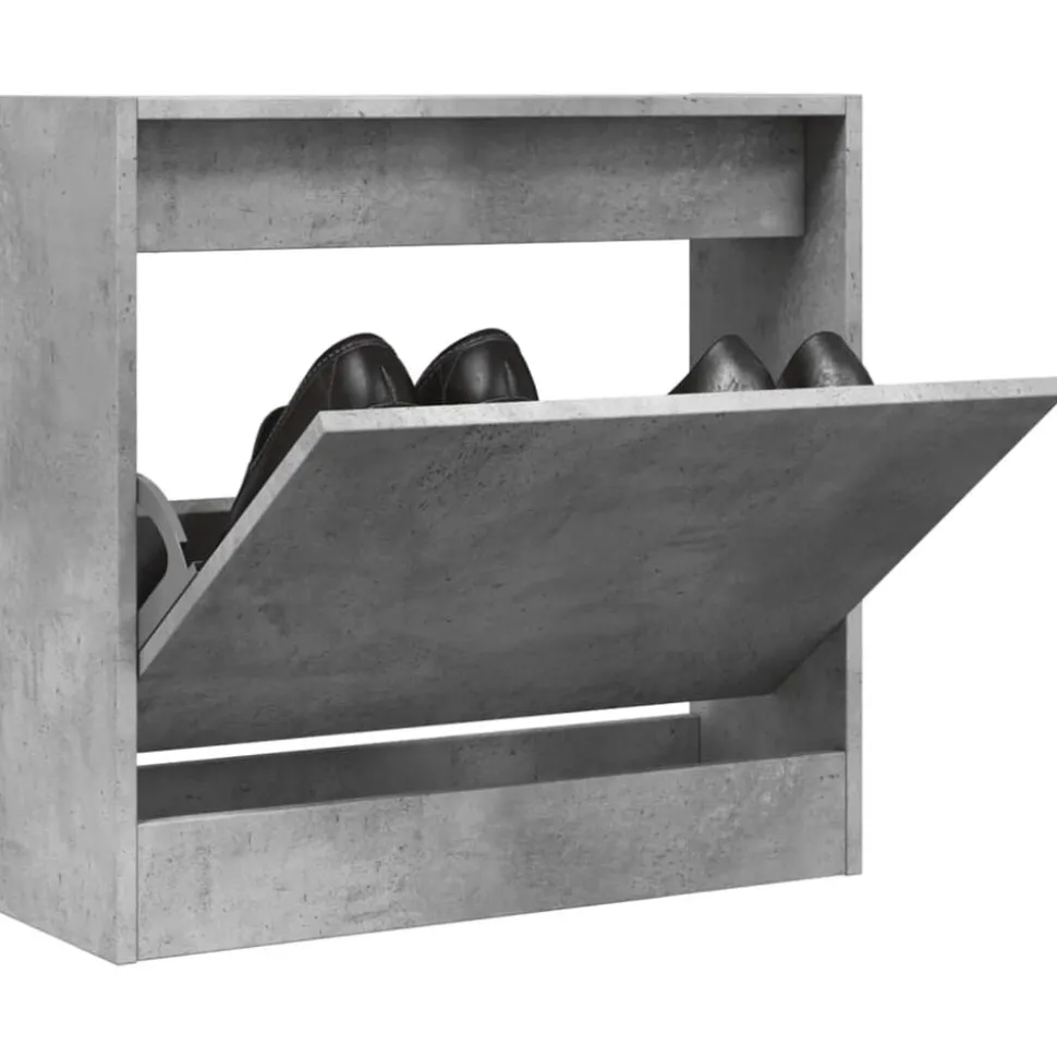 vidaXL Schoenenkast 60x21x57 cm bewerkt hout betongrijs