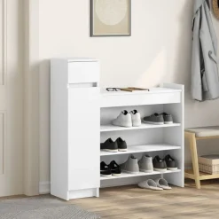 vidaXL Schoenenkast 100,5x28x100 cm bewerkt hout wit
