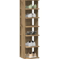 vidaXL Schoenenkast 28x27x102 cm bewerkt hout artisanaal eikenkleurig