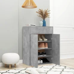 vidaXL Schoenenkast 60x35x84 cm bewerkt hout betongrijs