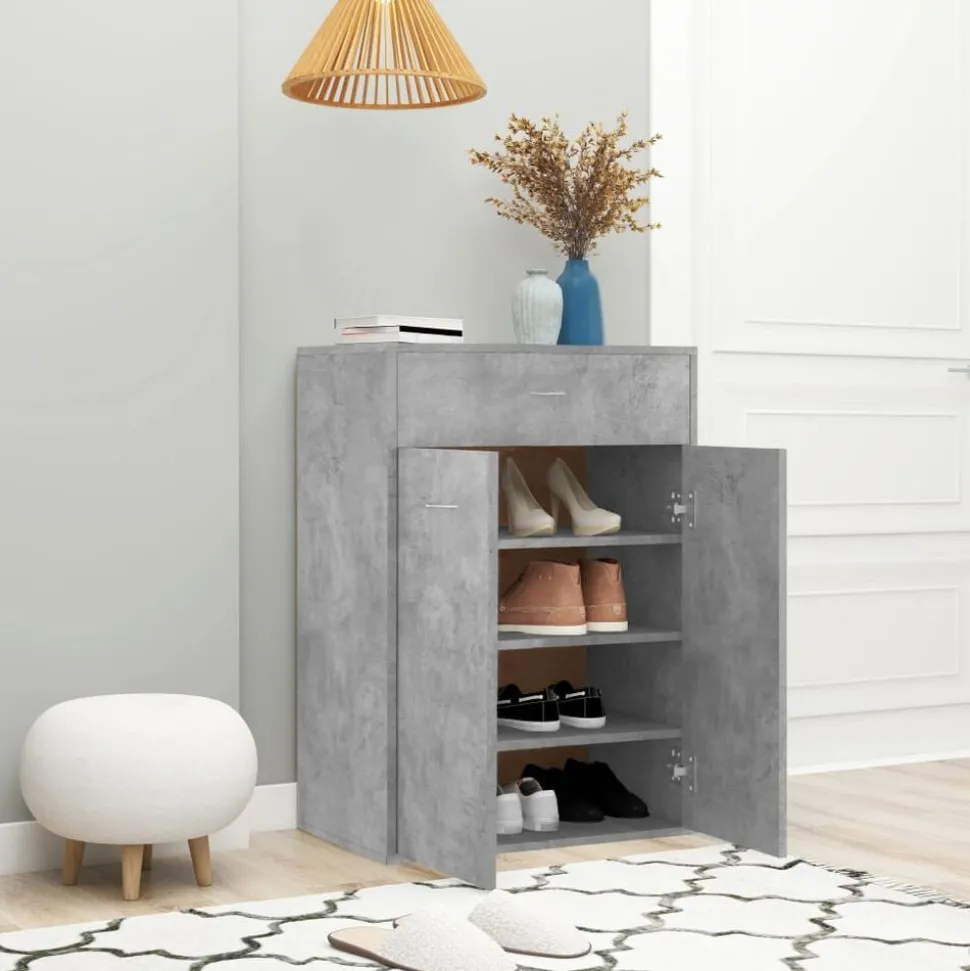 vidaXL Schoenenkast 60x35x84 cm bewerkt hout betongrijs