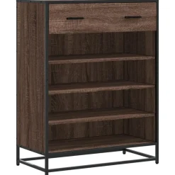vidaXL Schoenenkast 75x38x97,5 cm bewerkt hout en metaal bruin eiken