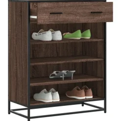 vidaXL Schoenenkast 75x38x97,5 cm bewerkt hout en metaal bruin eiken
