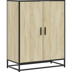 vidaXL Schoenenkast 75x38x97,5 cm bewerkt hout en metaal sonoma eiken
