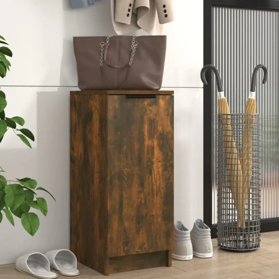 vidaXL Schoenenkast 30x35x70 cm bewerkt hout gerookt eikenkleurig