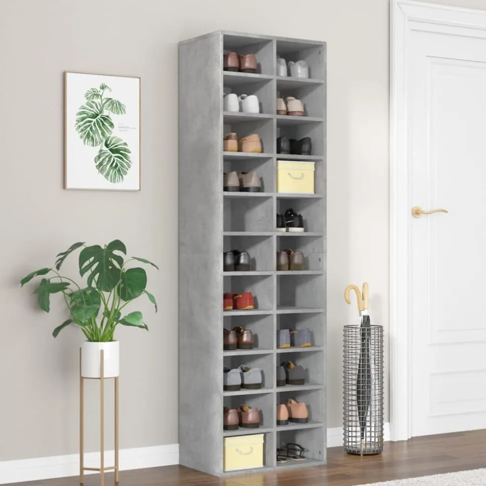 vidaXL Schoenenkast 54x34x183 cm bewerkt hout betongrijs