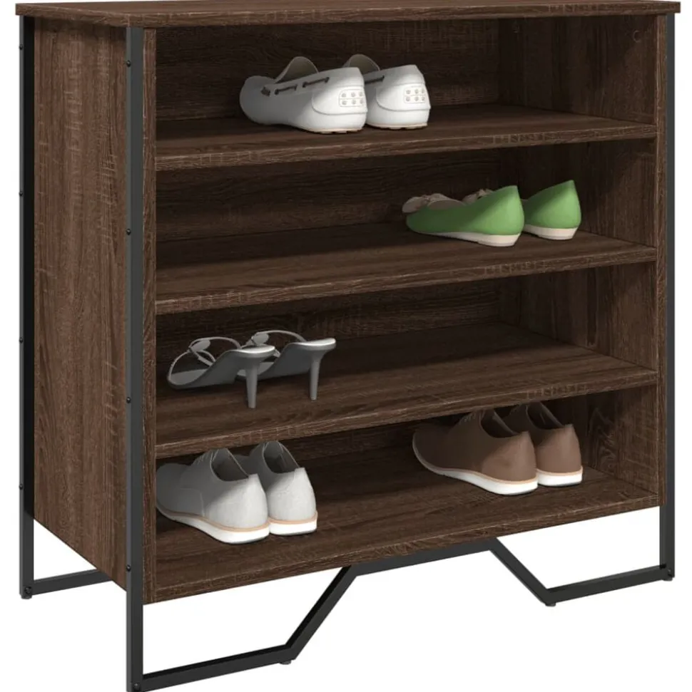 vidaXL Schoenenkast 80x38x78 cm bewerkt hout bruin eikenkleurig