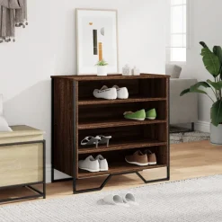 vidaXL Schoenenkast 80x38x78 cm bewerkt hout bruin eikenkleurig