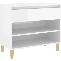vidaXL Schoenenkast 70x36x60 cm bewerkt hout hoogglans wit