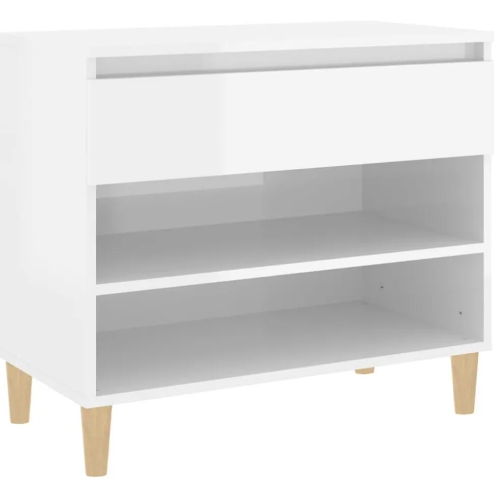 vidaXL Schoenenkast 70x36x60 cm bewerkt hout hoogglans wit