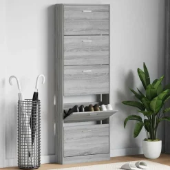 vidaXL Schoenenkast 59x17x169 cm bewerkt hout grijs sonoma eikenkleur