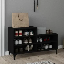 vidaXL Schoenenkast 102x36x60 cm bewerkt hout zwart