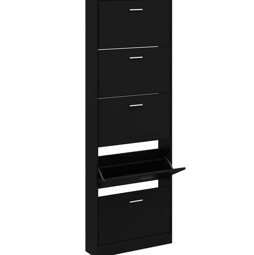 vidaXL Schoenenkast 59x17x169 cm bewerkt hout zwart