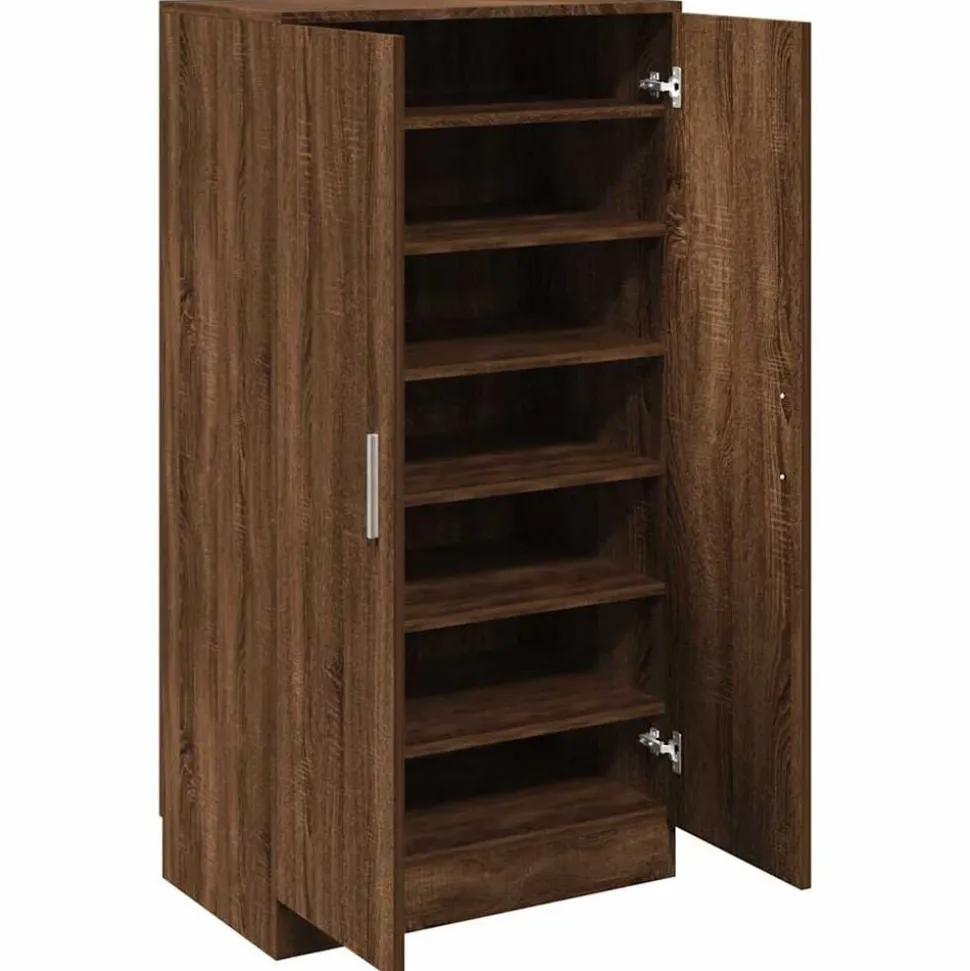 vidaXL Schoenenkast 55x35x108 cm bewerkt hout bruin eikenkleur
