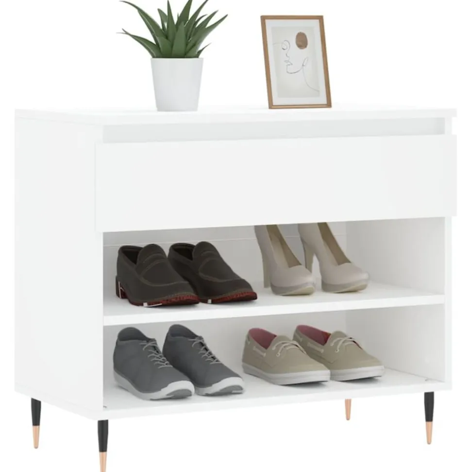 vidaXL Schoenenkast 70x36x60 cm bewerkt hout wit