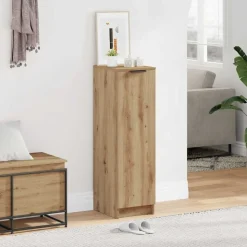 vidaXL Schoenenkast 29,5x35x100,5 cm bewerkt hout artisanaal eiken