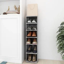 vidaXL Schoenenkast 27,5x27x102 cm bewerkt hout betongrijs
