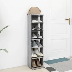 vidaXL Schoenenkast 27,5x27x102 cm bewerkt hout betongrijs