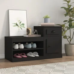 vidaXL Schoenenkast 100x42x60 cm bewerkt hout zwart