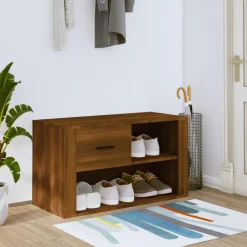 vidaXL Schoenenkast 80x35x45 cm bewerkt hout bruin eikenkleur