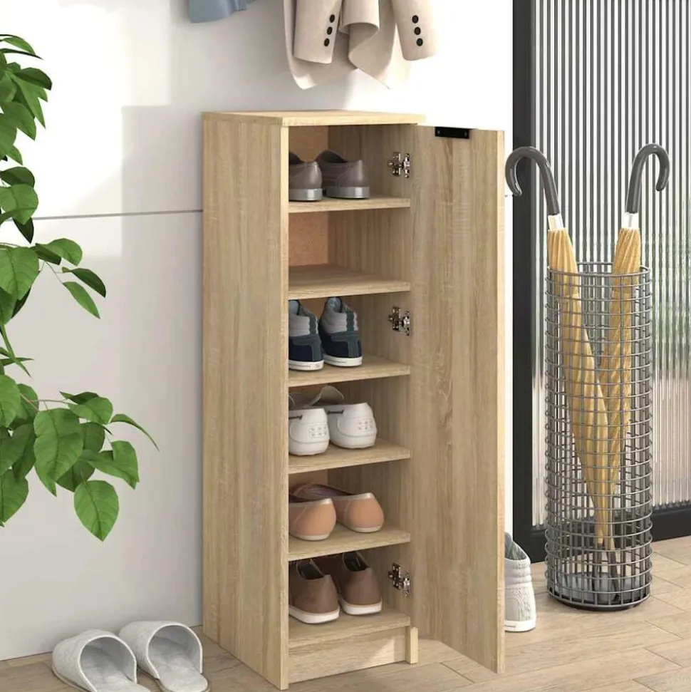 vidaXL Schoenenkast 30x35x100 cm bewerkt hout sonoma eikenkleurig