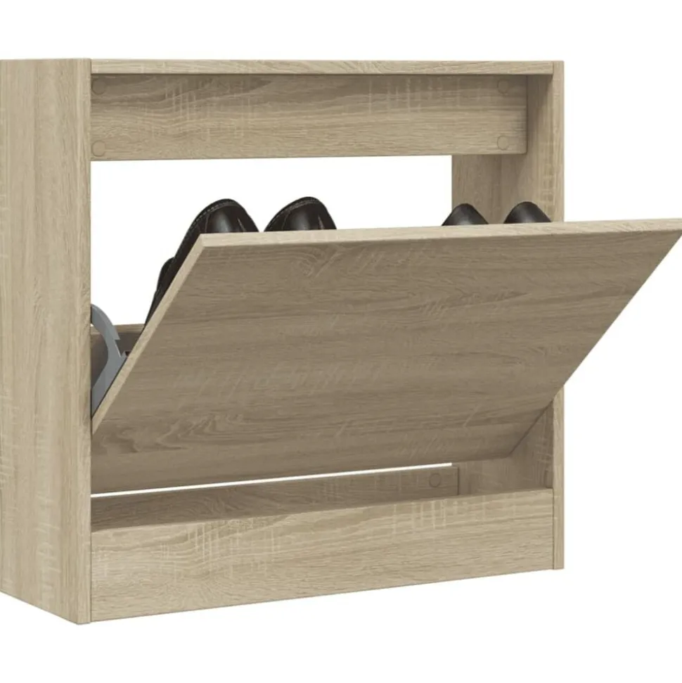 vidaXL Schoenenkast 60x21x57 cm bewerkt hout sonoma eikenkleurig