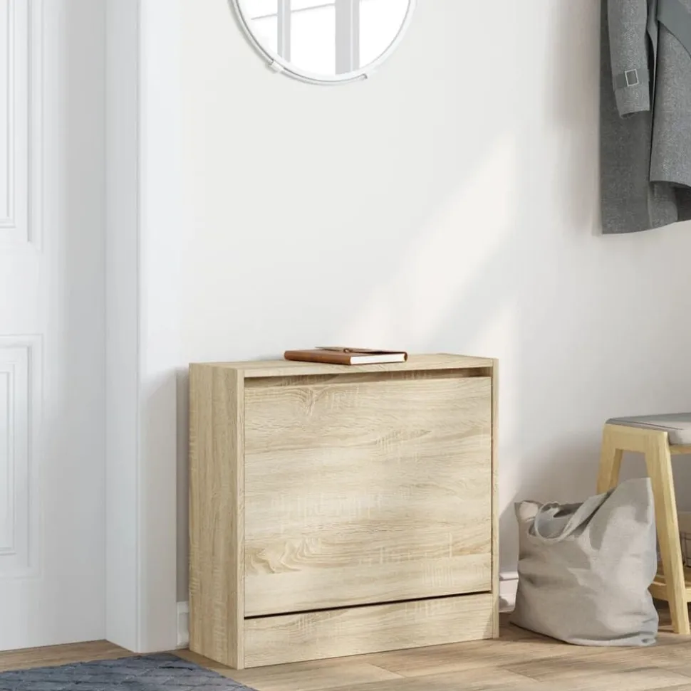 vidaXL Schoenenkast 60x21x57 cm bewerkt hout sonoma eikenkleurig