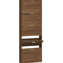 vidaXL Schoenenkast 59x17x169 cm bewerkt hout bruin eikenkleur
