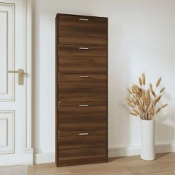 vidaXL Schoenenkast 59x17x169 cm bewerkt hout bruin eikenkleur