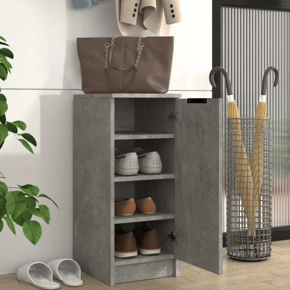 vidaXL Schoenenkast 30x35x70 cm bewerkt hout betongrijs