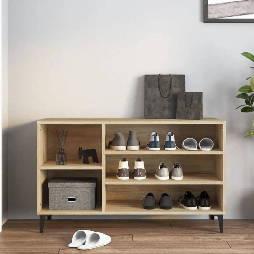 vidaXL Schoenenkast 102x36x60 cm bewerkt hout sonoma eikenkleurig