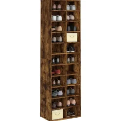 vidaXL Schoenenkast 54x34x183 cm bewerkt hout gerookt eikenkleurig