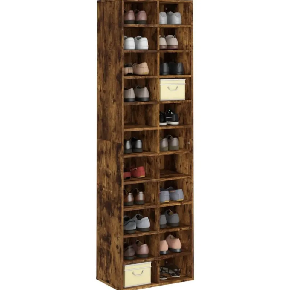 vidaXL Schoenenkast 54x34x183 cm bewerkt hout gerookt eikenkleurig