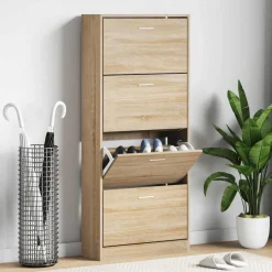 vidaXL Schoenenkast 63x24x147 cm bewerkt hout sonoma eikenkleurig