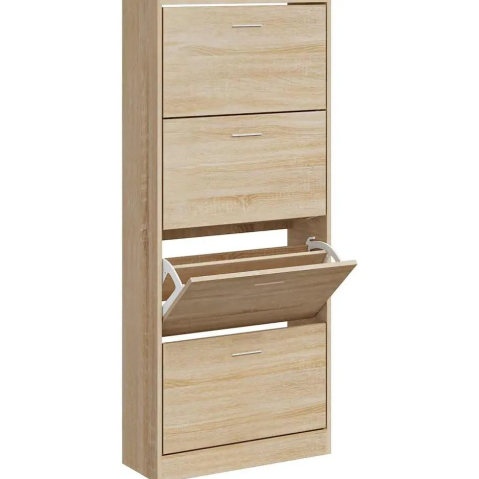 vidaXL Schoenenkast 63x24x147 cm bewerkt hout sonoma eikenkleurig