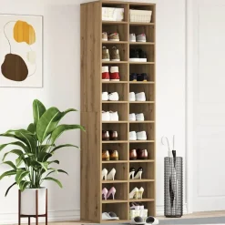 vidaXL Schoenenkast 54x34x183 cm spaanplaat ambachtelijk eikenkleurig