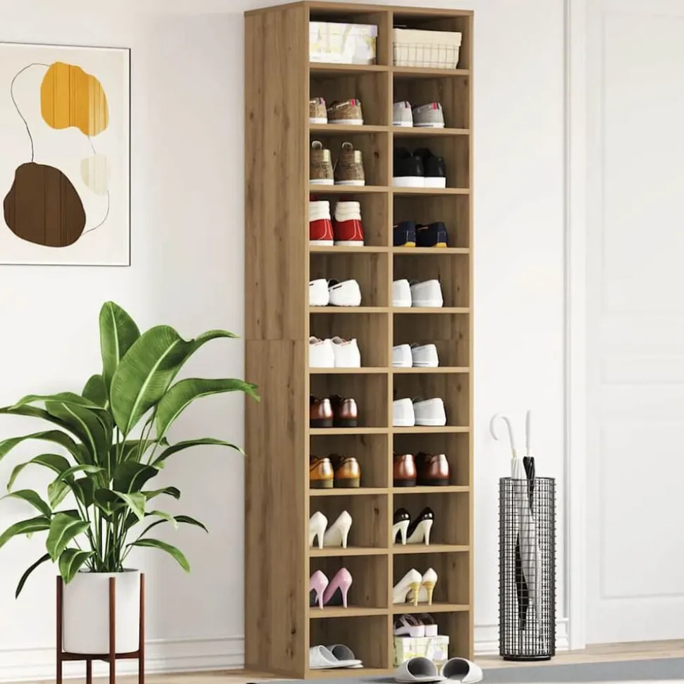 vidaXL Schoenenkast 54x34x183 cm spaanplaat ambachtelijk eikenkleurig