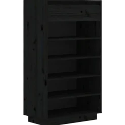 vidaXL Schoenenkast 60x34x105 cm massief grenenhout zwart