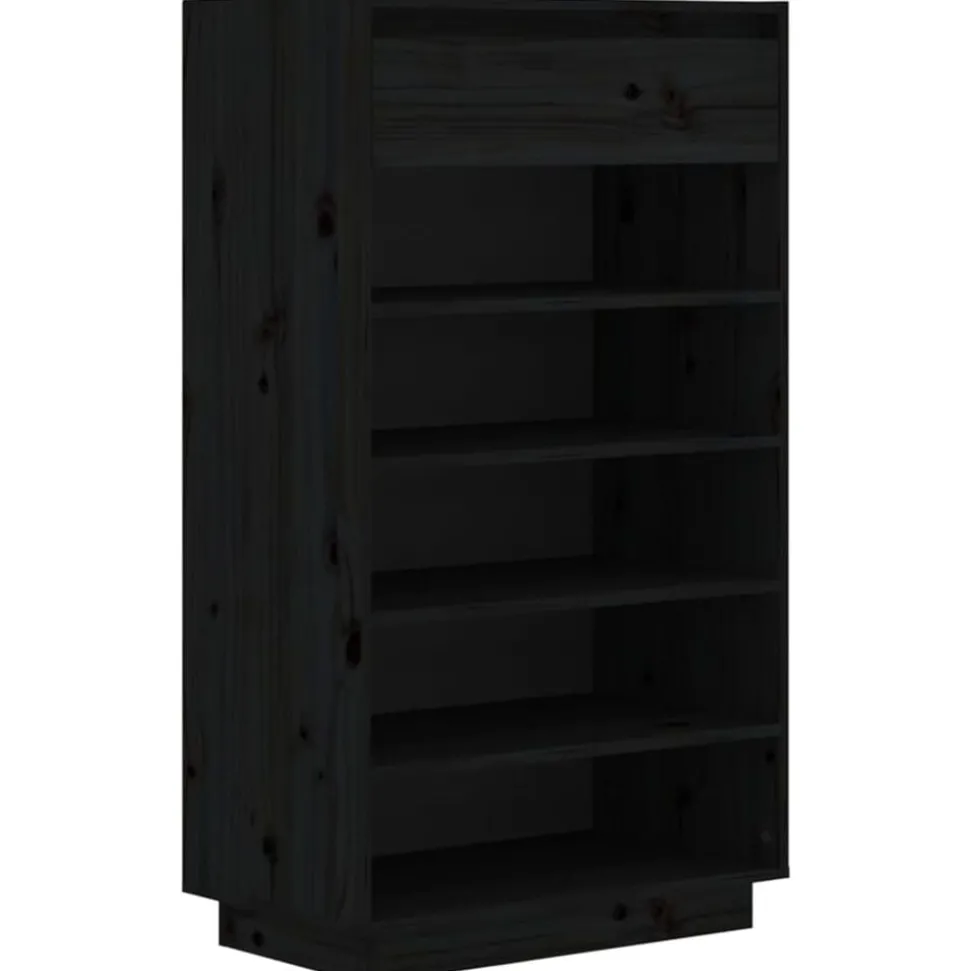 vidaXL Schoenenkast 60x34x105 cm massief grenenhout zwart