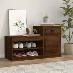 vidaXL Schoenenkast 100x42x60 cm bewerkt hout bruin eikenkleur
