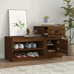 vidaXL Schoenenkast 100x42x60 cm bewerkt hout bruin eikenkleur